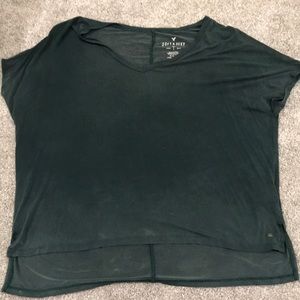 soft and sexy american eagle green distressed tee